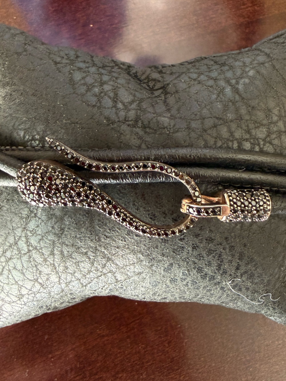 Spinel Serpent Leather Wrap Bracelet